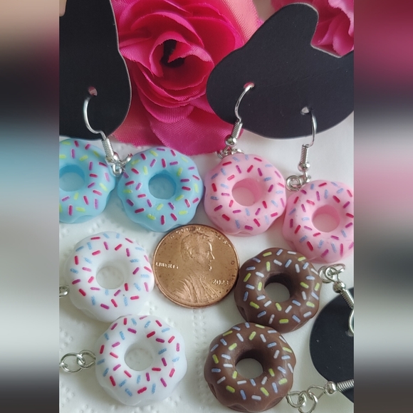 Donuts Earrings Handmade Brown - Picture 9 of 9